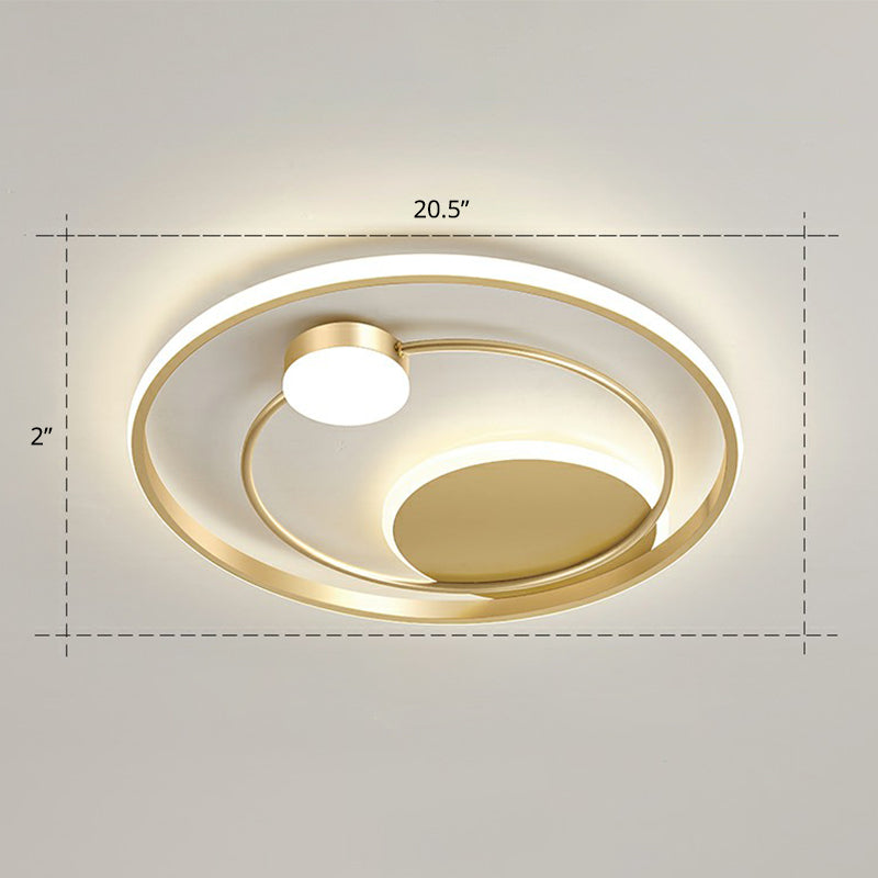 Gold Minimalist LED Ceiling Light with Flush Mount and Acrylic Shade