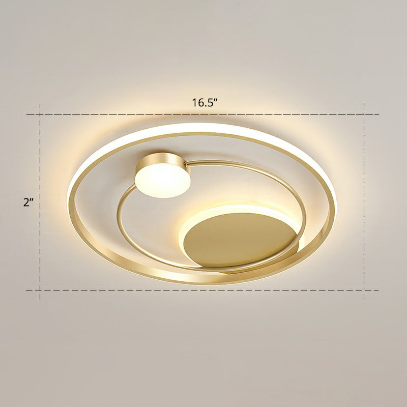 Gold Minimalist LED Ceiling Light with Flush Mount and Acrylic Shade