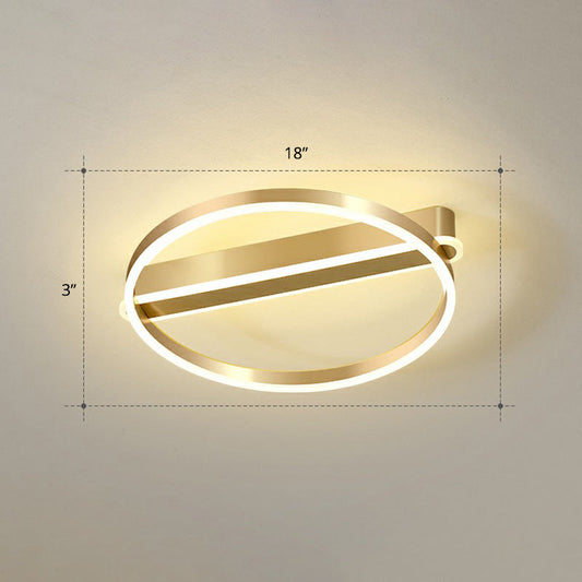Gold Minimalist Metal LED Ceiling Light - Flush Mount for Bedroom