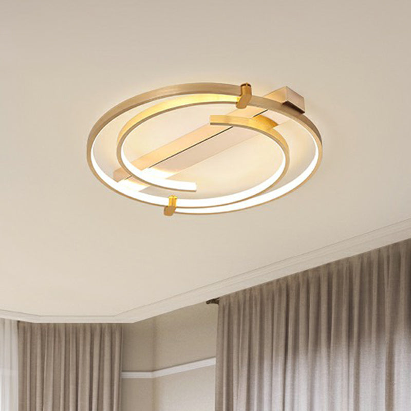 Simple Style Gold Loop Ceiling Flush Light - Metal LED Flush Mount Fixture for Bedroom