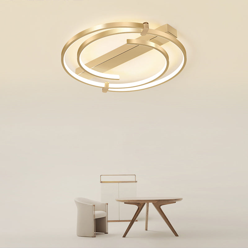 Simple Style Gold Loop Ceiling Flush Light - Metal LED Flush Mount Fixture for Bedroom