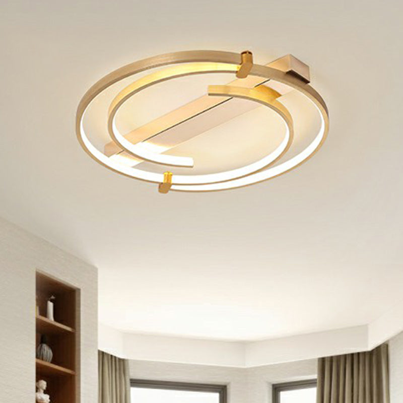 Simple Style Gold Loop Ceiling Flush Light - Metal LED Flush Mount Fixture for Bedroom