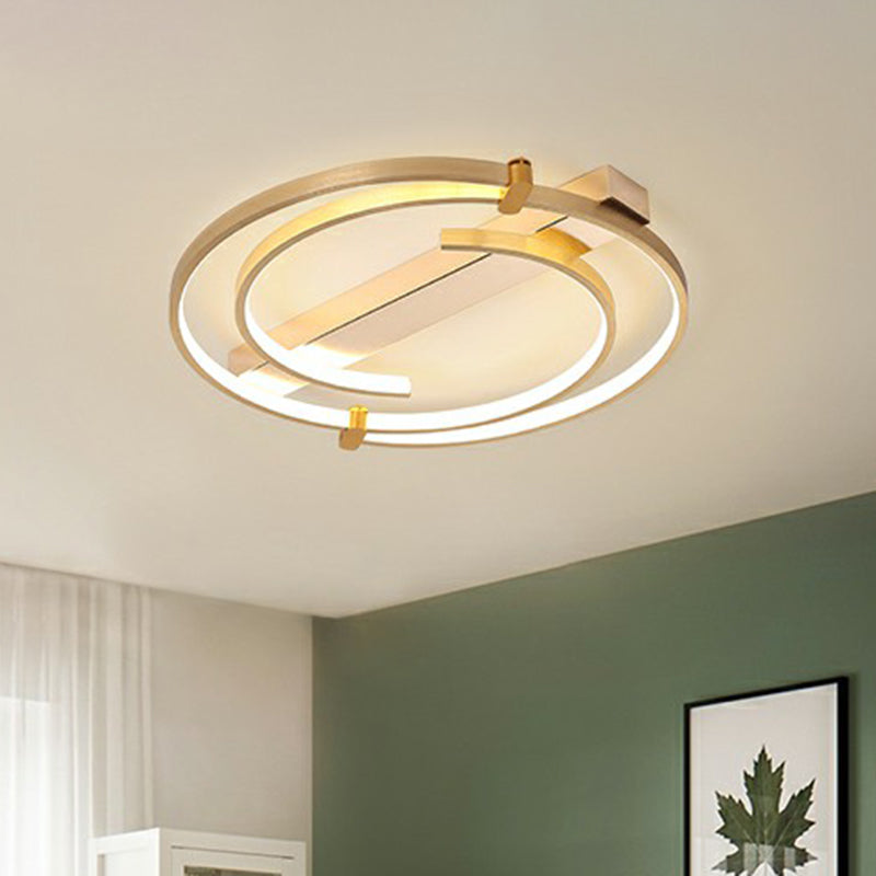 Simple Style Gold Loop Ceiling Flush Light - Metal LED Flush Mount Fixture for Bedroom