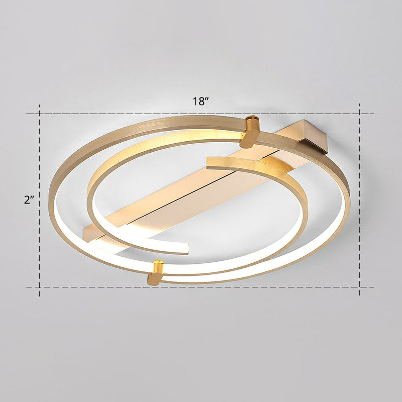 Simple Style Gold Loop Ceiling Flush Light - Metal LED Flush Mount Fixture for Bedroom