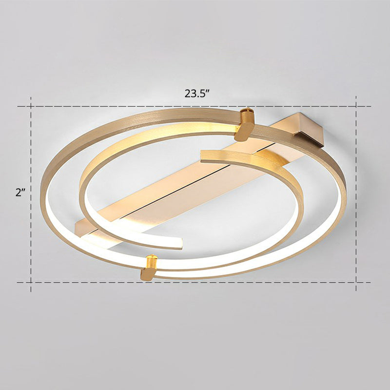 Simple Style Gold Loop Ceiling Flush Light - Metal LED Flush Mount Fixture for Bedroom