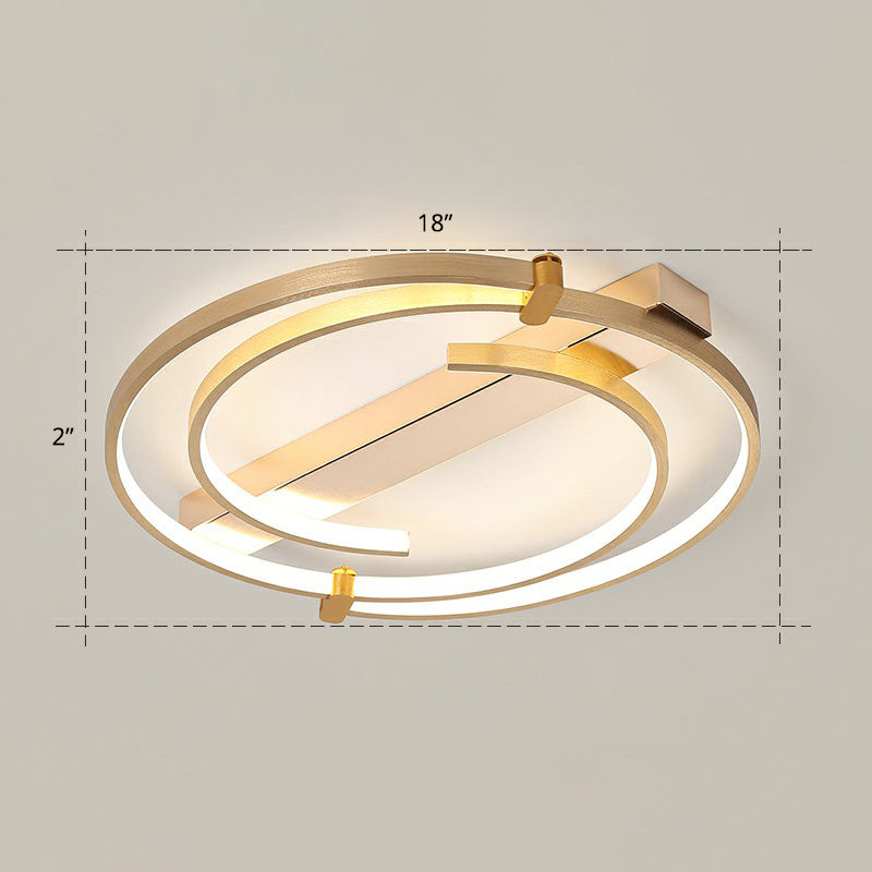 Simple Style Gold Loop Ceiling Flush Light - Metal LED Flush Mount Fixture for Bedroom