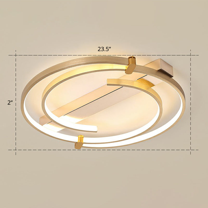 Simple Style Gold Loop Ceiling Flush Light - Metal LED Flush Mount Fixture for Bedroom