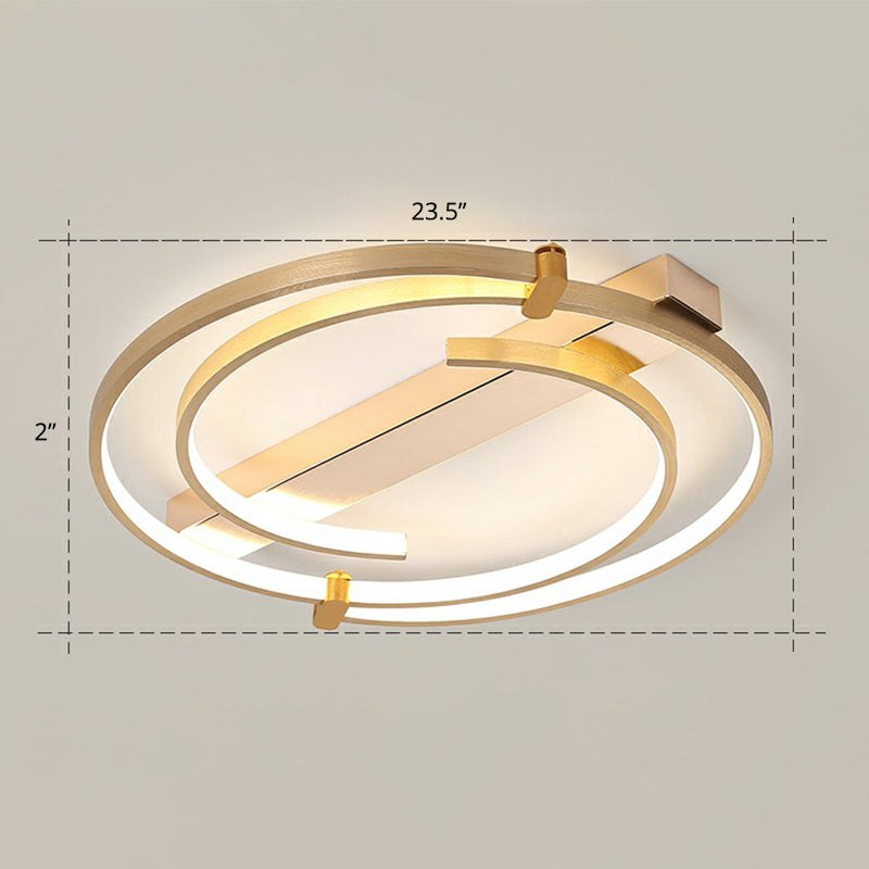 Simple Style Gold Loop Ceiling Flush Light - Metal LED Flush Mount Fixture for Bedroom