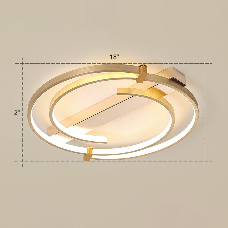 Simple Style Gold Loop Ceiling Flush Light - Metal LED Flush Mount Fixture for Bedroom