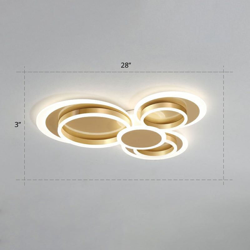 Contemporary Flushmount LED Ceiling Light - Gold Finish, Metallic Ring Shape