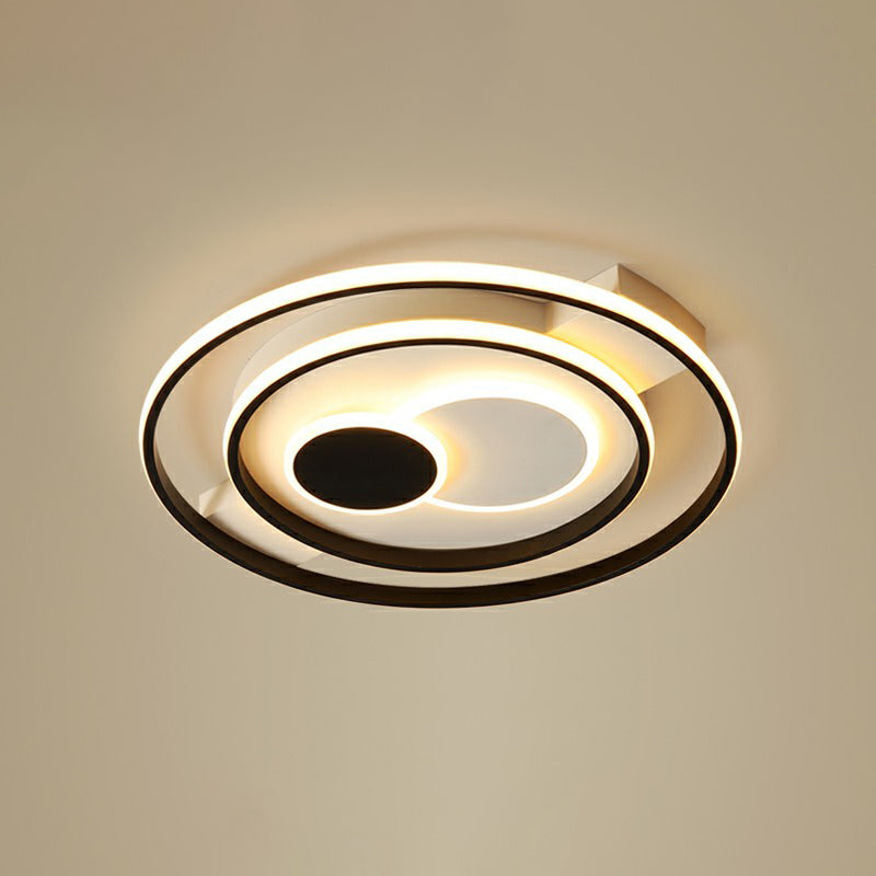 LED Black Flush Mount Ceiling Light for Bedroom - Simple Acrylic Circle Design