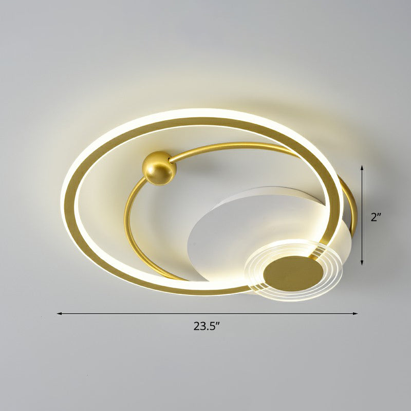 Sleek Acrylic Flush Mount LED Ceiling Light for Bedroom with Loop Design