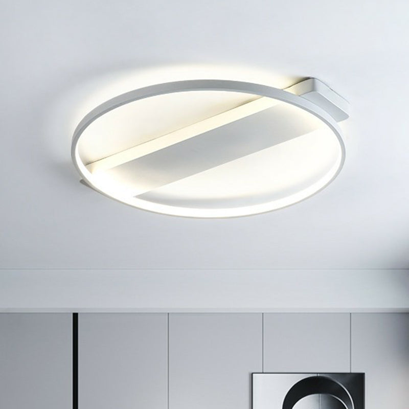 White LED Flush Mount Light: Modern Geometric Fixture for Bedroom Ceiling