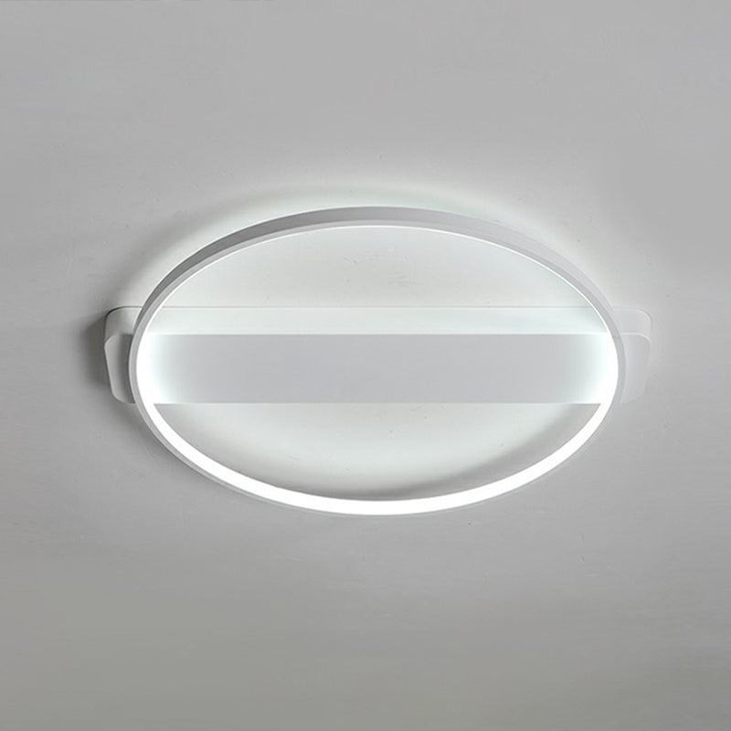 White LED Flush Mount Light: Modern Geometric Fixture for Bedroom Ceiling