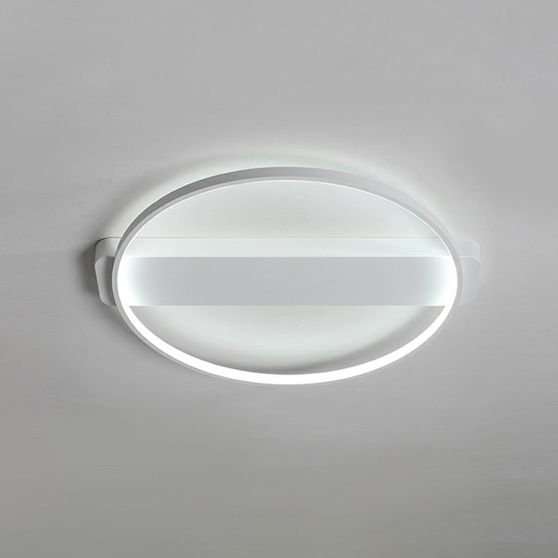 White LED Flush Mount Light: Modern Geometric Fixture for Bedroom Ceiling