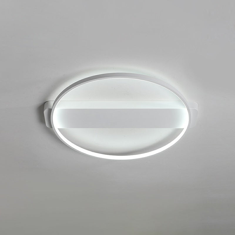 White LED Flush Mount Light: Modern Geometric Fixture for Bedroom Ceiling