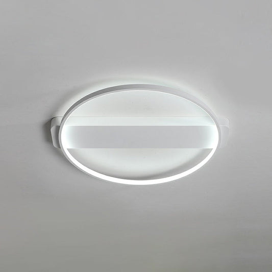White LED Flush Mount Light: Modern Geometric Fixture for Bedroom Ceiling