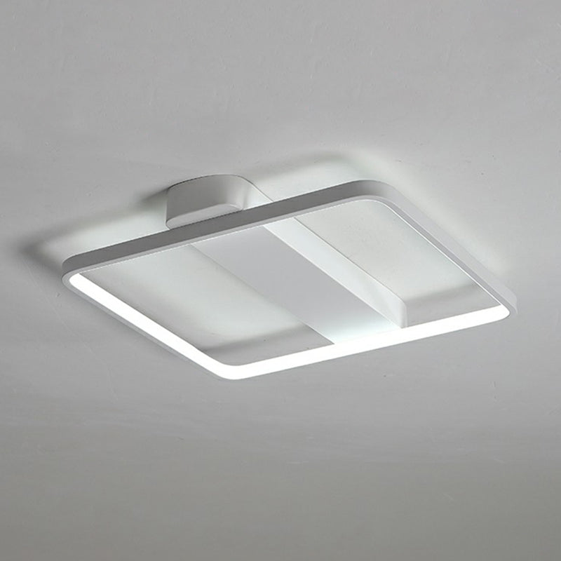 White LED Flush Mount Light: Modern Geometric Fixture for Bedroom Ceiling