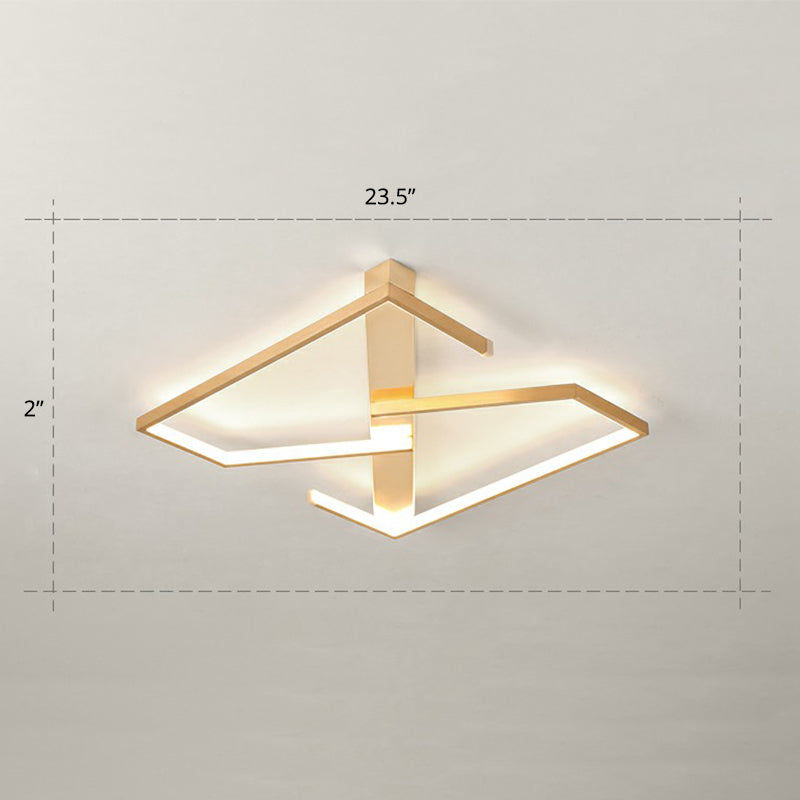 Z-Like Ceiling Mounted LED Flush Mount in Gold - Simplicity Metal Bedroom Light Fixture