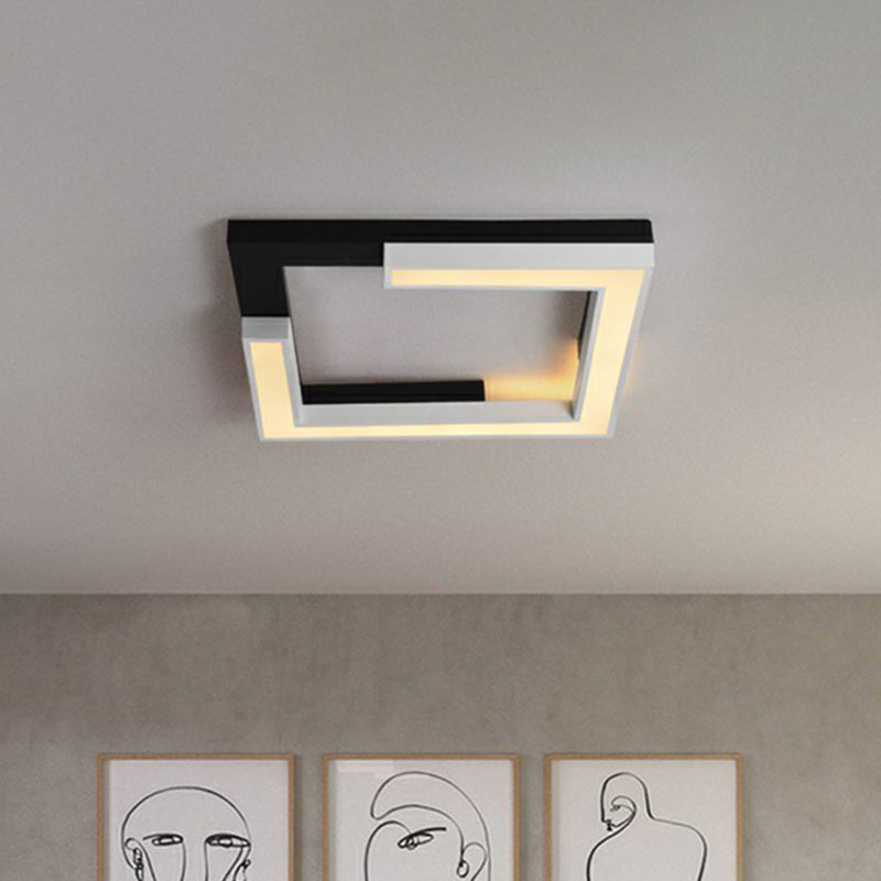 Nordic Style Square Acrylic LED Ceiling Lamp - Minimalist Black and White Flush Mount Lighting for Living Room