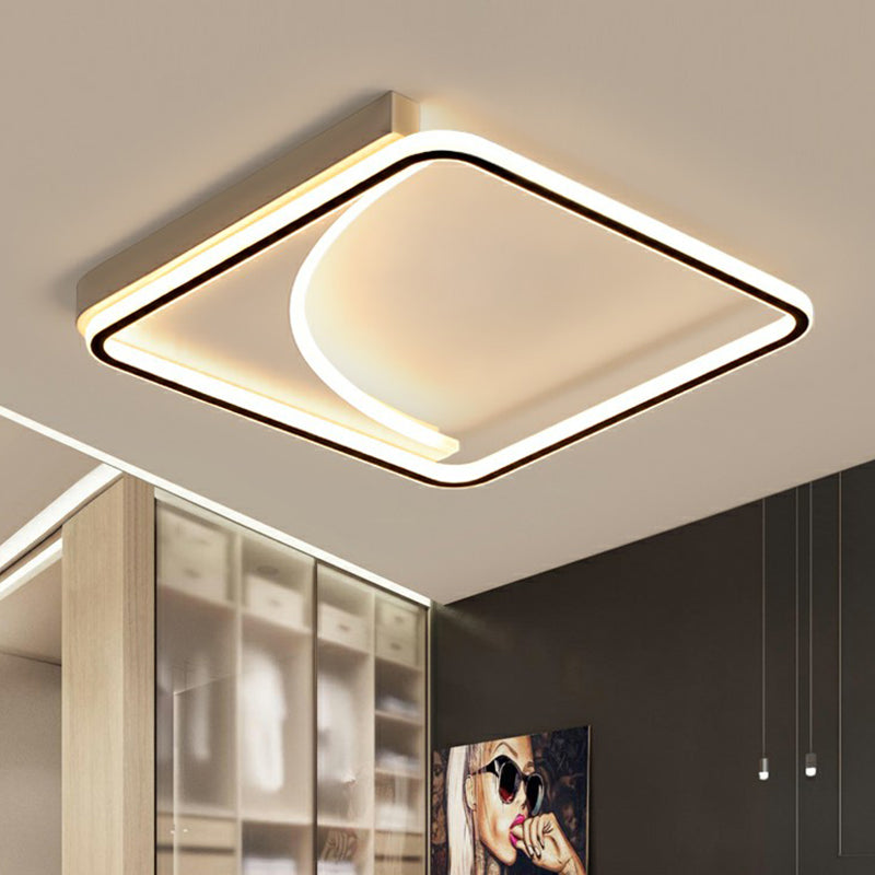 Black Square Led Flush Mount Ceiling Light With Minimalistic Design / 16.5 Third Gear