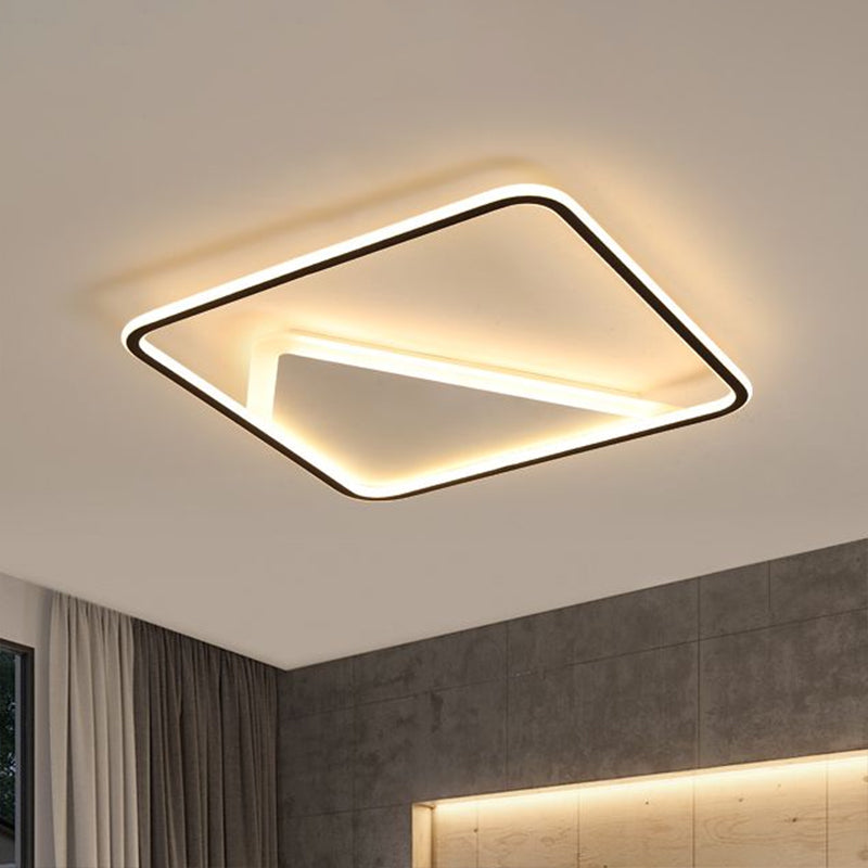Luminaire encastré carré noir moderne pour chambre à coucher