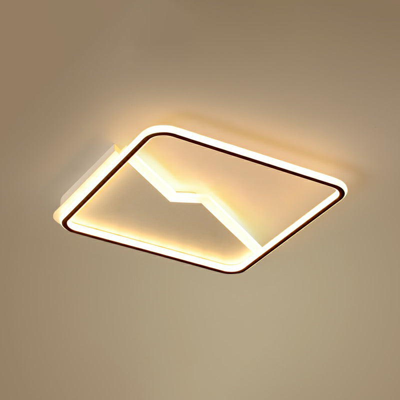 Contemporary LED Square Ceiling Mount Light: Aluminum Bedroom Flush Fixture