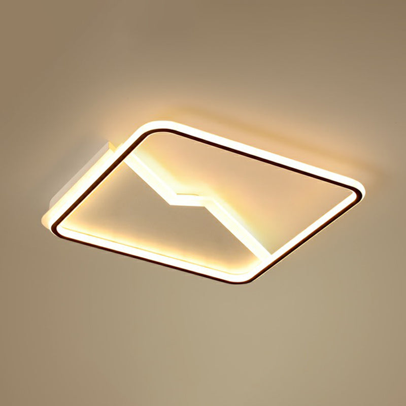 Contemporary LED Square Ceiling Mount Light: Aluminum Bedroom Flush Fixture