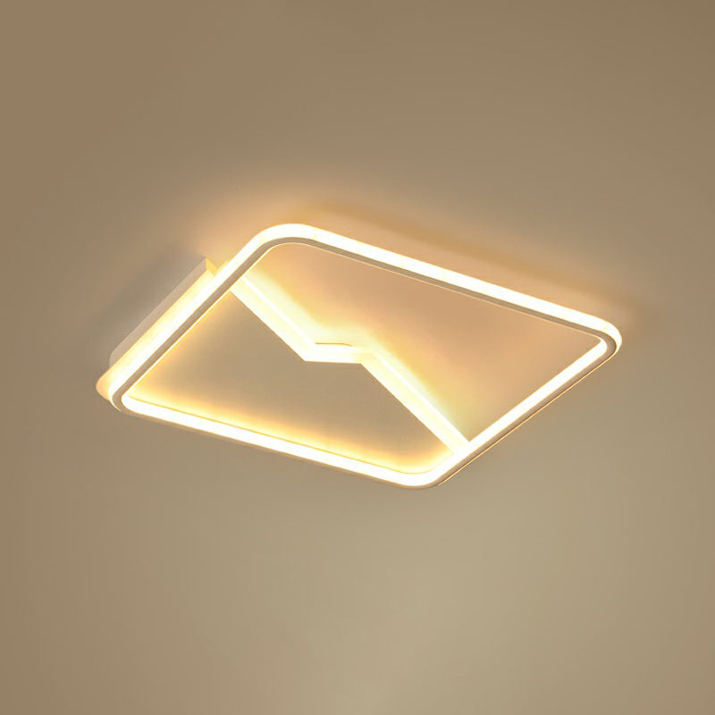 Contemporary LED Square Ceiling Mount Light: Aluminum Bedroom Flush Fixture