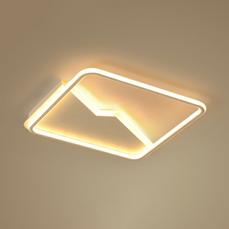 Contemporary LED Square Ceiling Mount Light: Aluminum Bedroom Flush Fixture