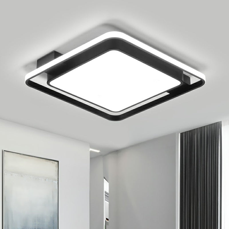 Modern Black LED Ceiling Light with Acrylic Diffuser - Simple Metal Flush Mount