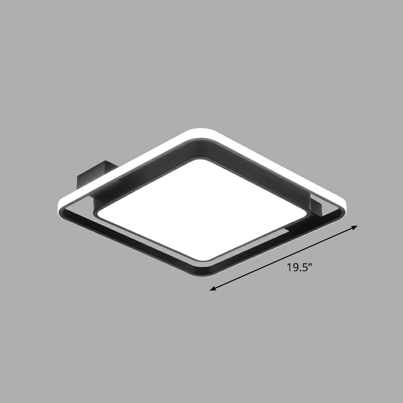 Modern Black LED Ceiling Light with Acrylic Diffuser - Simple Metal Flush Mount