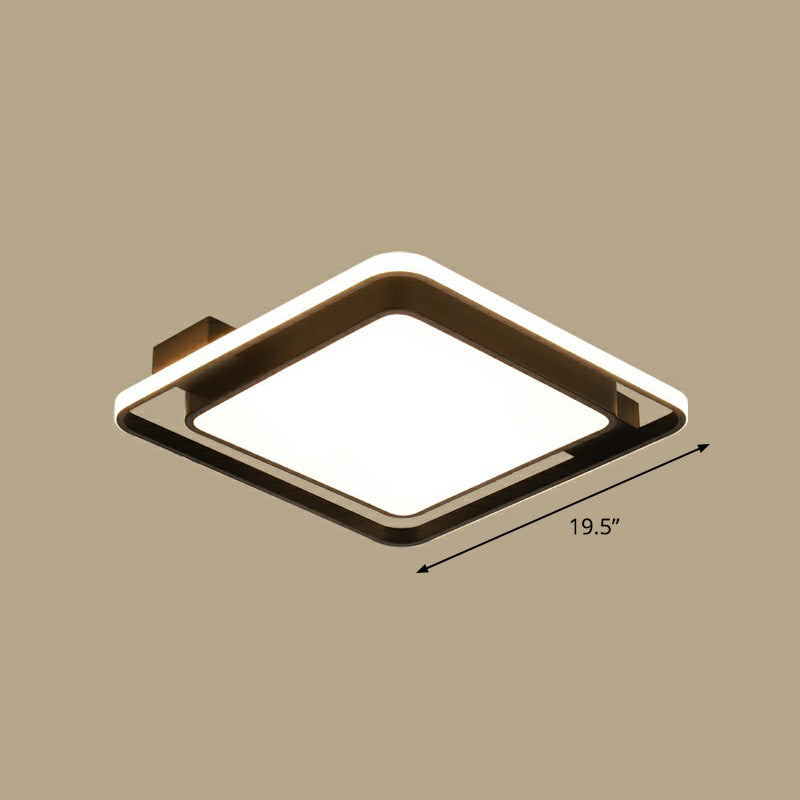 Modern Black LED Ceiling Light with Acrylic Diffuser - Simple Metal Flush Mount