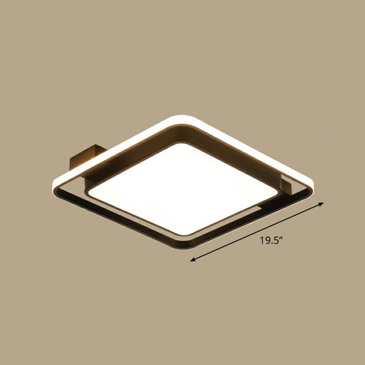 Modern Black LED Ceiling Light with Acrylic Diffuser - Simple Metal Flush Mount