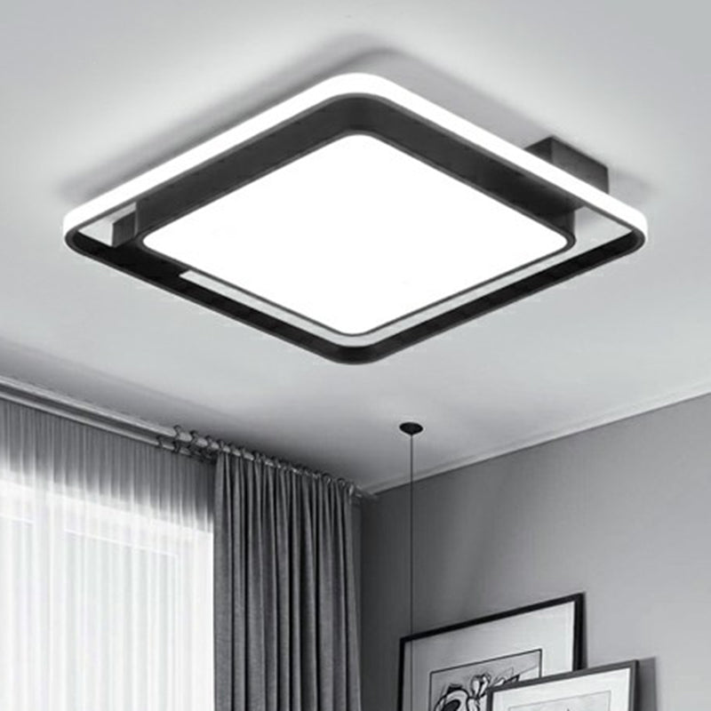 Modern Black LED Ceiling Light with Acrylic Diffuser - Simple Metal Flush Mount