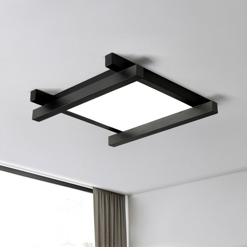 Japanese Checkerboard Acrylic Ceiling Lamp with LED Flush Mount Design for Lounge