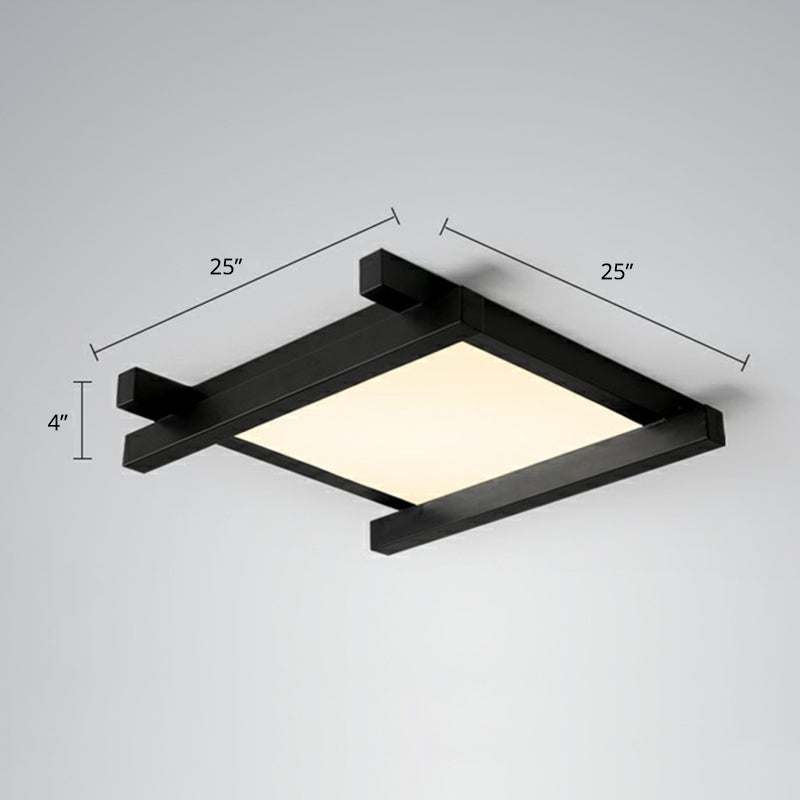 Japanese Checkerboard Acrylic Ceiling Lamp with LED Flush Mount Design for Lounge