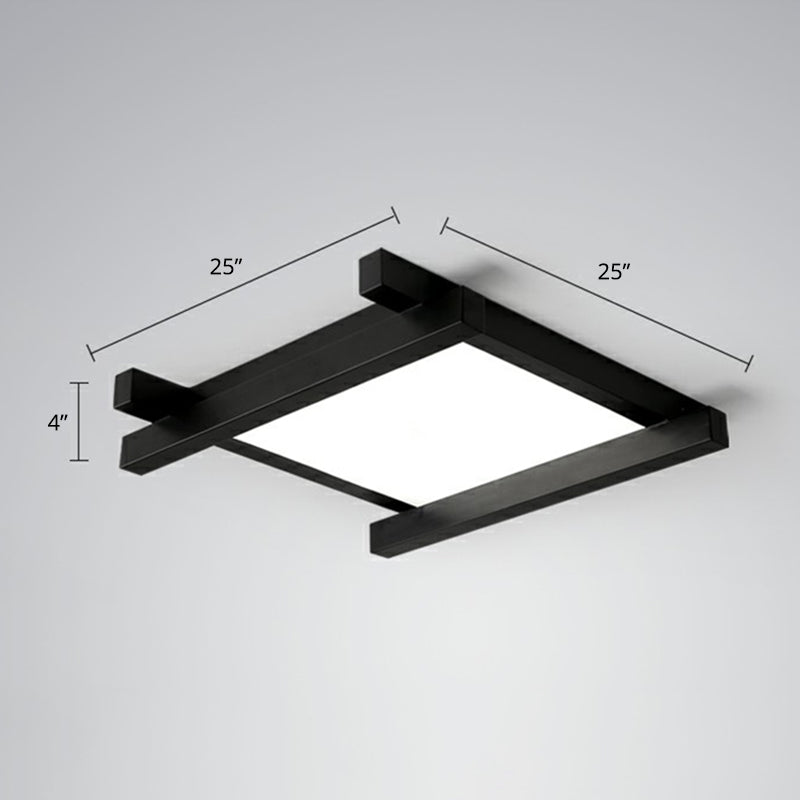 Japanese Checkerboard Acrylic Ceiling Lamp with LED Flush Mount Design for Lounge