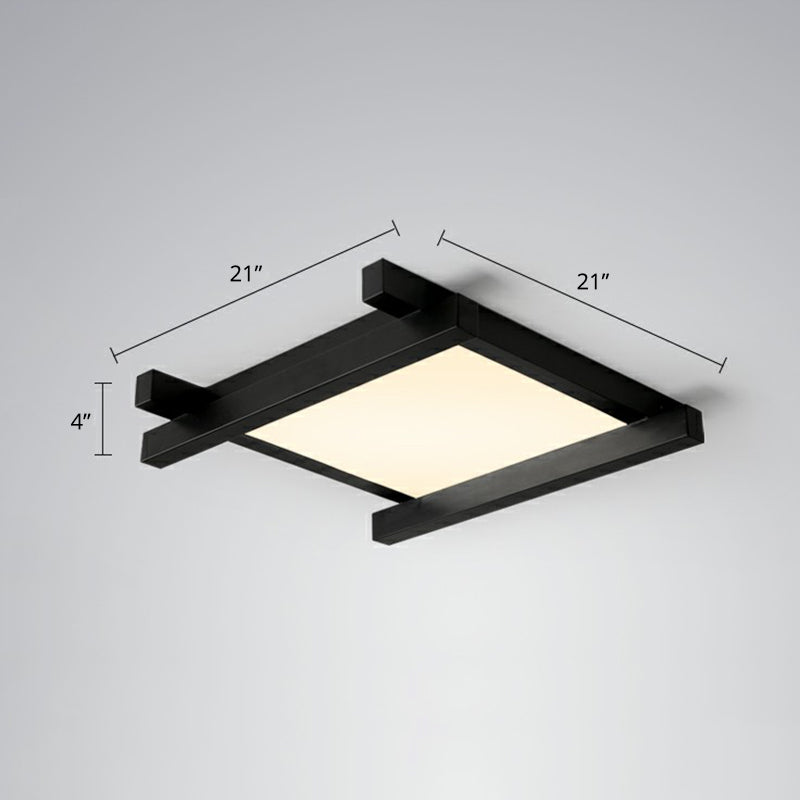 Japanese Checkerboard Acrylic Ceiling Lamp with LED Flush Mount Design for Lounge
