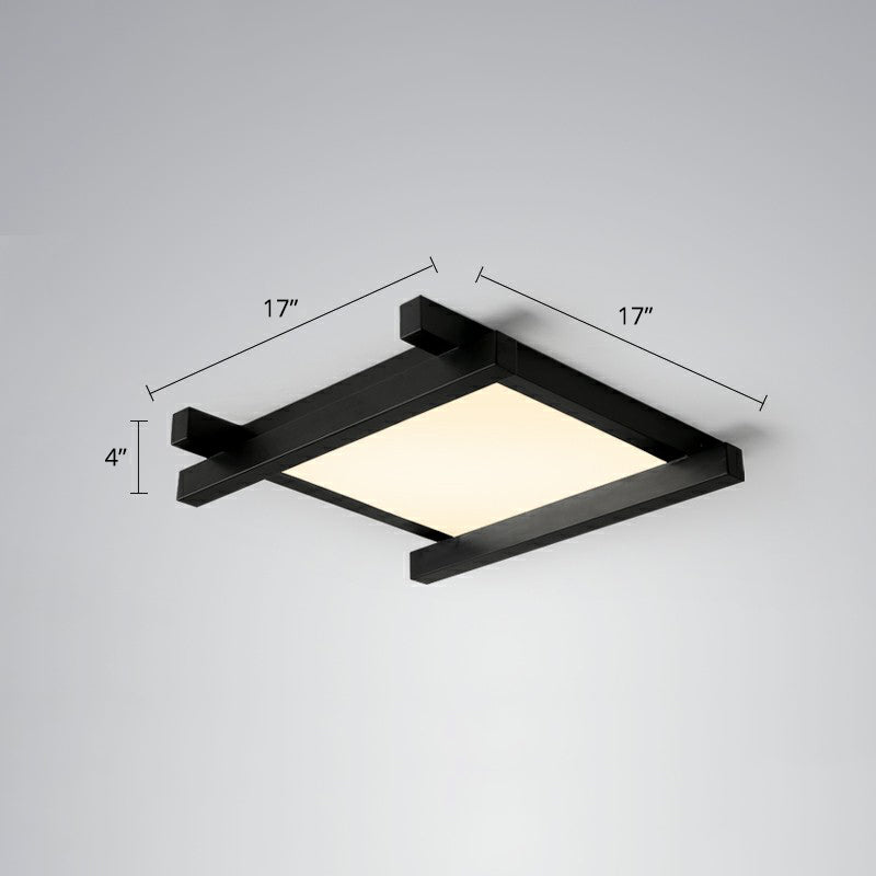 Japanese Checkerboard Acrylic Ceiling Lamp with LED Flush Mount Design for Lounge
