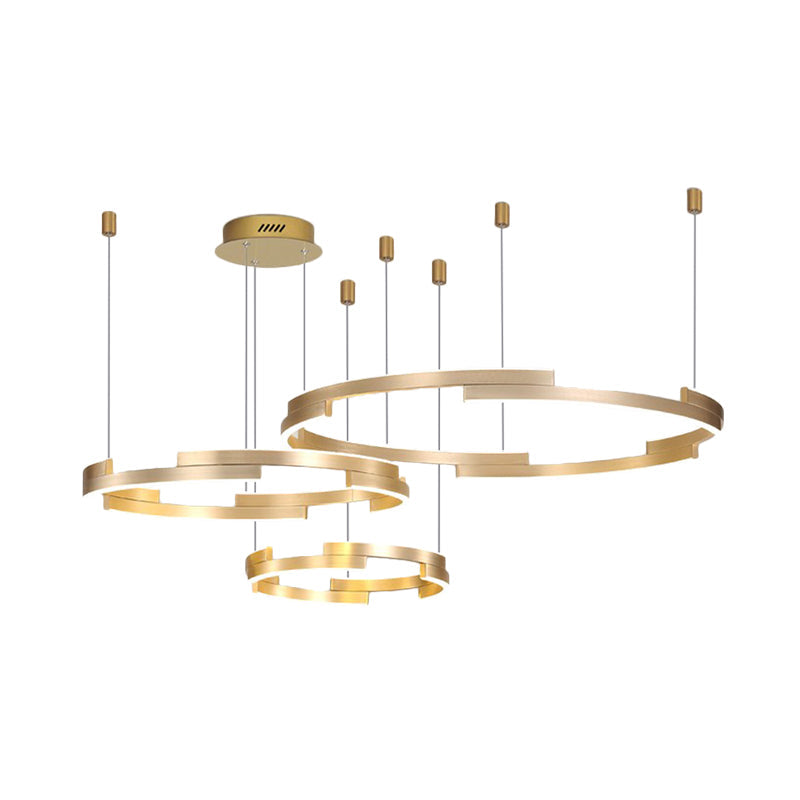 Modern Gold Round Acrylic Chandelier - Led Hanging Ceiling Light White/Warm Glow