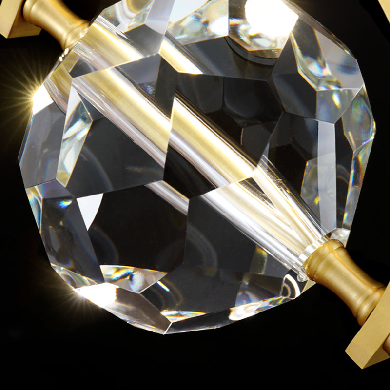 Minimalist Golden Crystal Ball LED Suspension Light for Bedroom - Beveled K9 Crystal Hanging Lamp