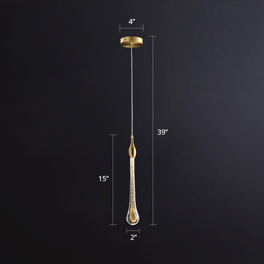 Gold Droplet Crystal Pendant LED Light for Stylish and Modern Living Rooms