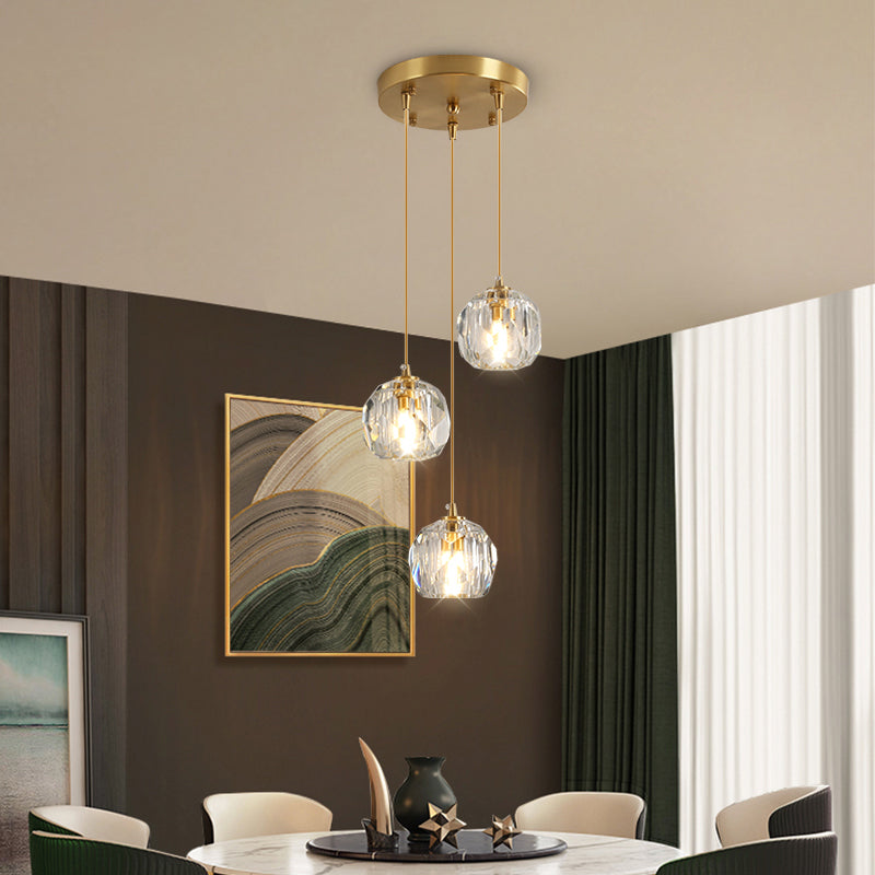 Minimalist Gold Crystal Ball Pendant Light for Restaurants - Elegant Suspension Lamp