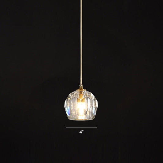 Minimalist Gold Crystal Ball Pendant Light for Restaurants - Elegant Suspension Lamp