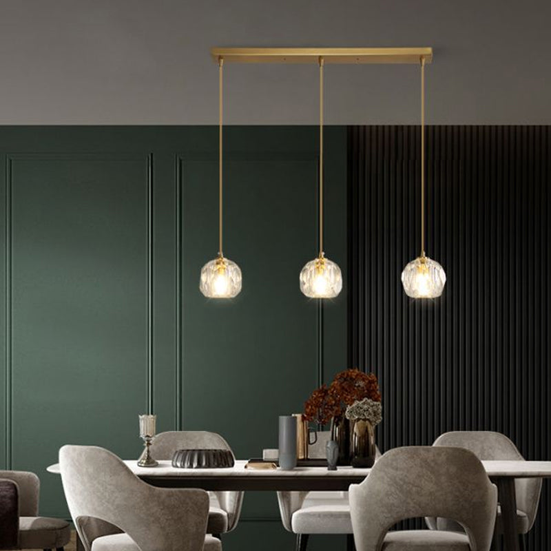 Minimalist Gold Crystal Ball Pendant Light for Restaurants - Elegant Suspension Lamp