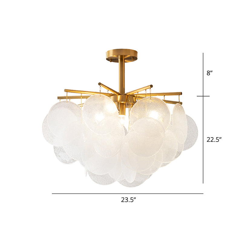 Lustre de plafond de salle à manger avec disque en verre à grain doré de style moderne