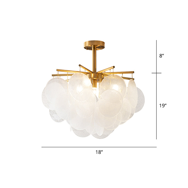 Lustre de plafond de salle à manger avec disque en verre à grain doré de style moderne