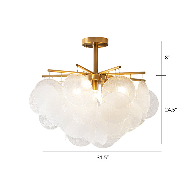 Lustre de plafond de salle à manger avec disque en verre à grain doré de style moderne