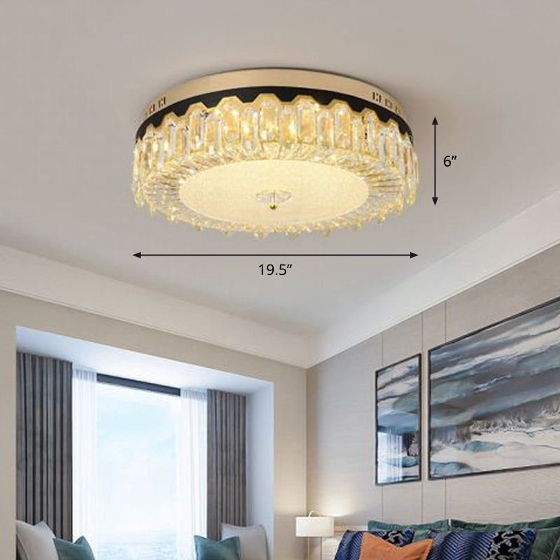 Minimalist LED Ceiling Light with Crystal Shade - Clear Flush Mount for Bedrooms